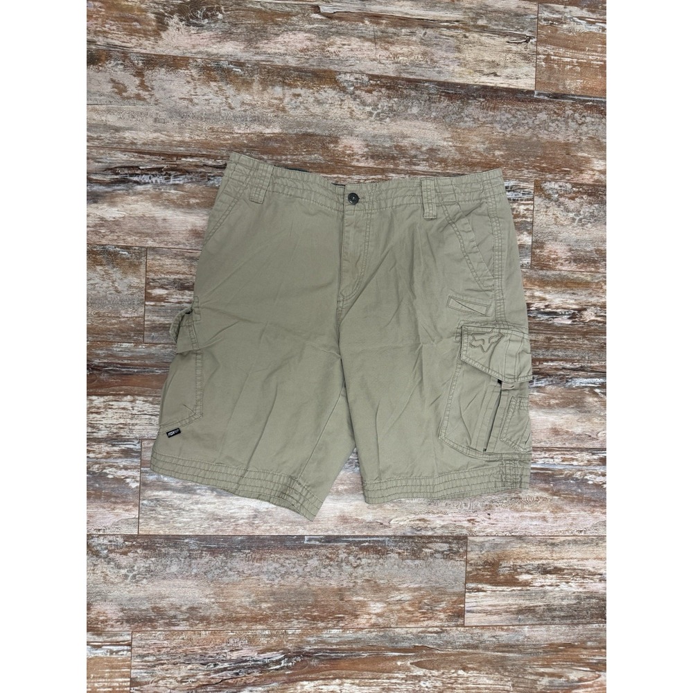 Mens Fox Racing Beige Cargo Shorts Size 38 Multi-Pocket 10" Inseam Y2K Motocross